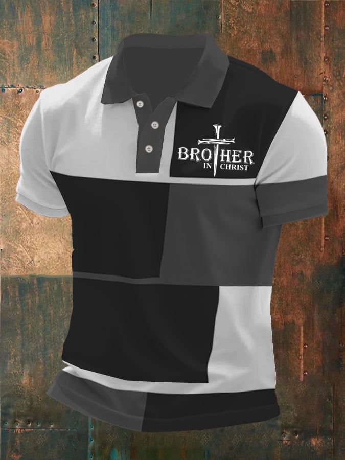 Camisa polo Brother In Christ estampado Contrast para hombre