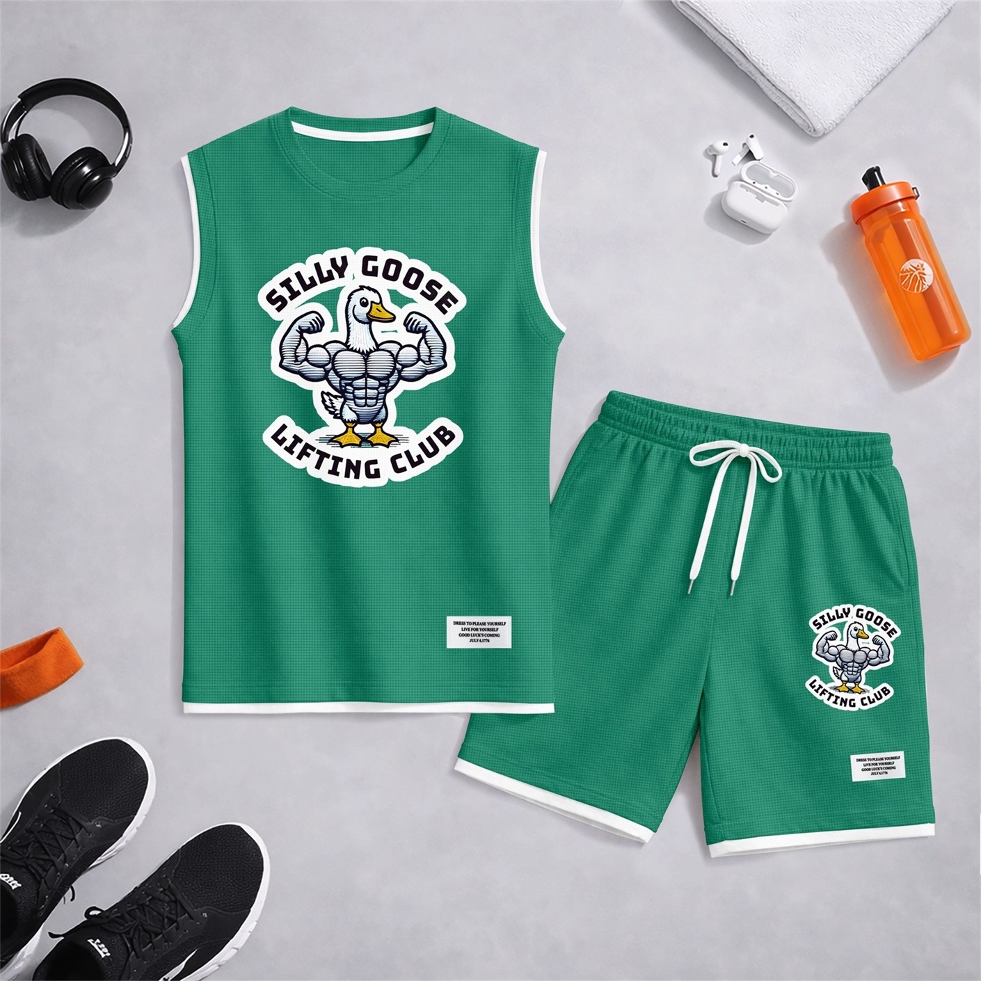 Shorts casual 2 Piece Outfit Graphic Tank Top and Set, Sleeveless Summer Matching Clothes, Regular Fit Streetwear Set for Men, suave Lightweight de moda Outfit for Travel and Weekend Wear para hombre