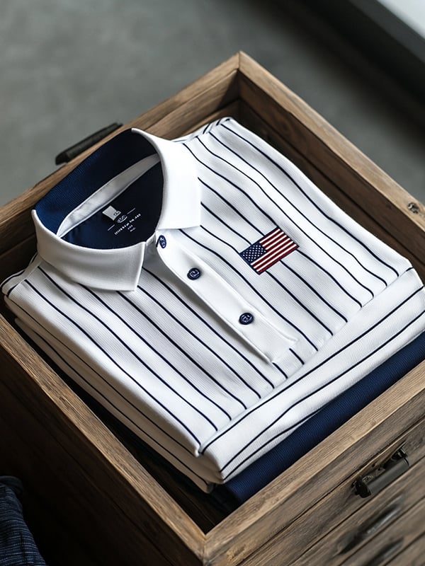 Camisa polo clásico ejecutivo Flag Independence Day de manga corta para hombre