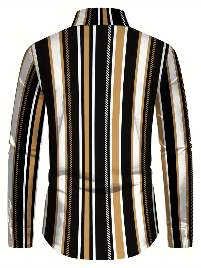 Camisa rayas estampado ejecutivo de manga larga para hombre