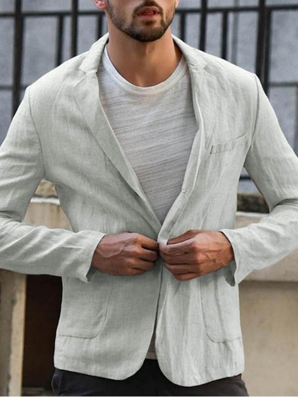 Casual holgado de algodón and de lino suit para hombre