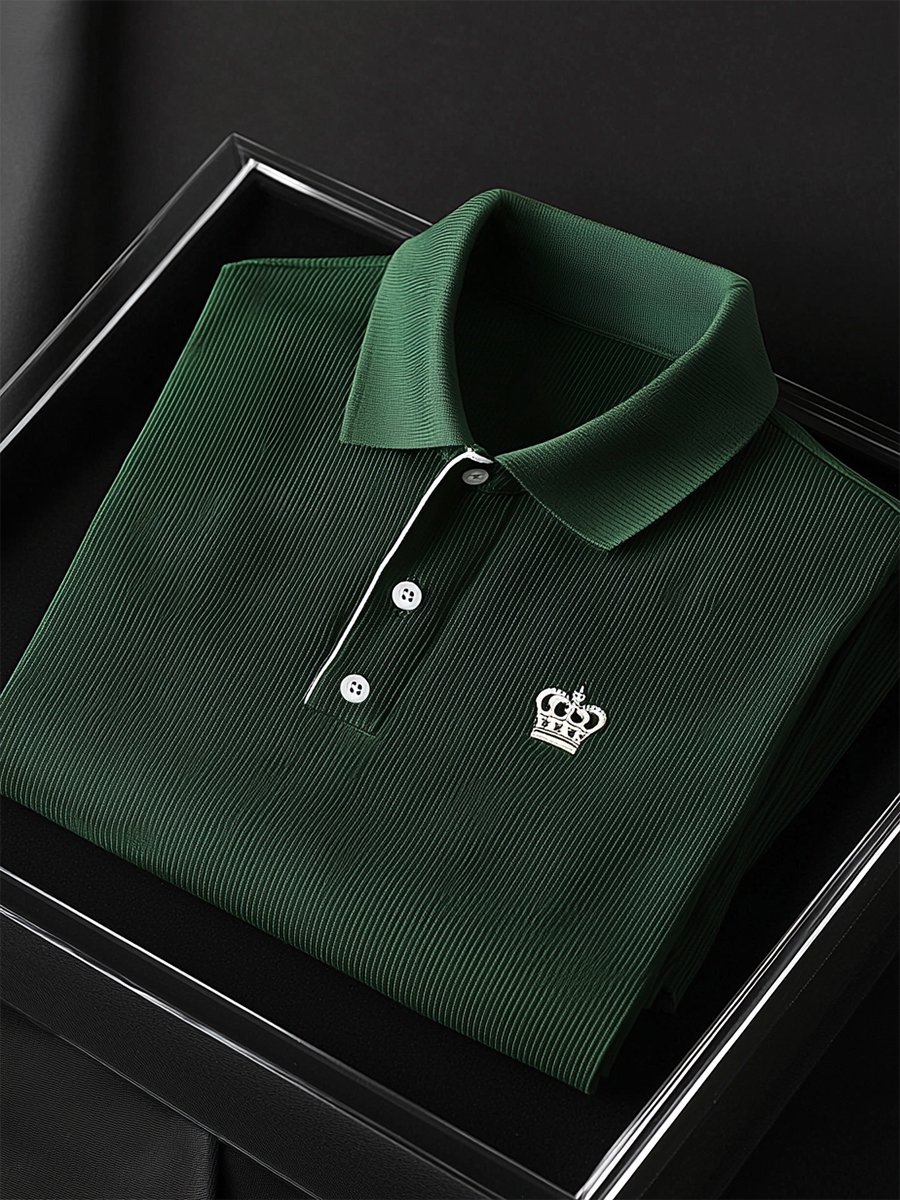 Camisa polo ejecutivo casual a rayas Button de manga corta para hombre