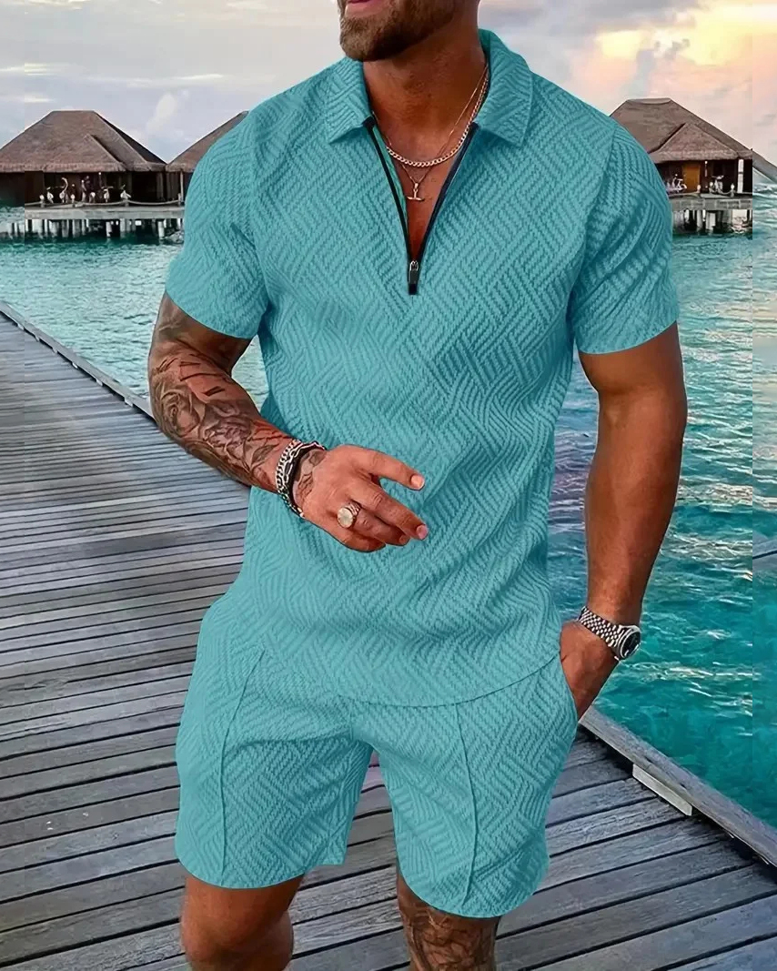 Camisa polo Suitmens para uso diario casual Collar Zipper Set 216 para hombre