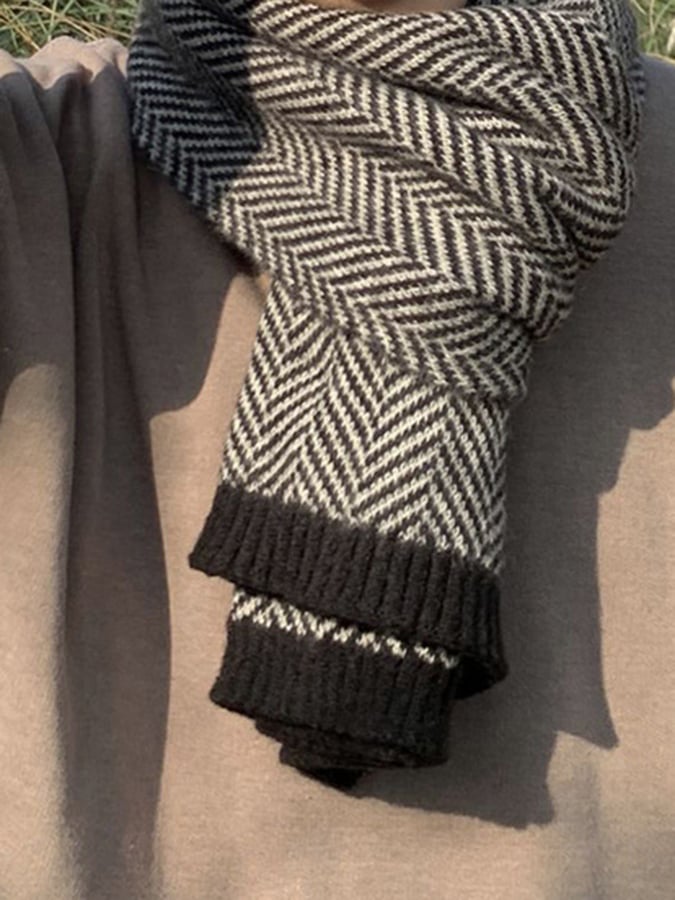 De modaable And Versatile Herringbone Design Warm And Thickened Scarf para hombre