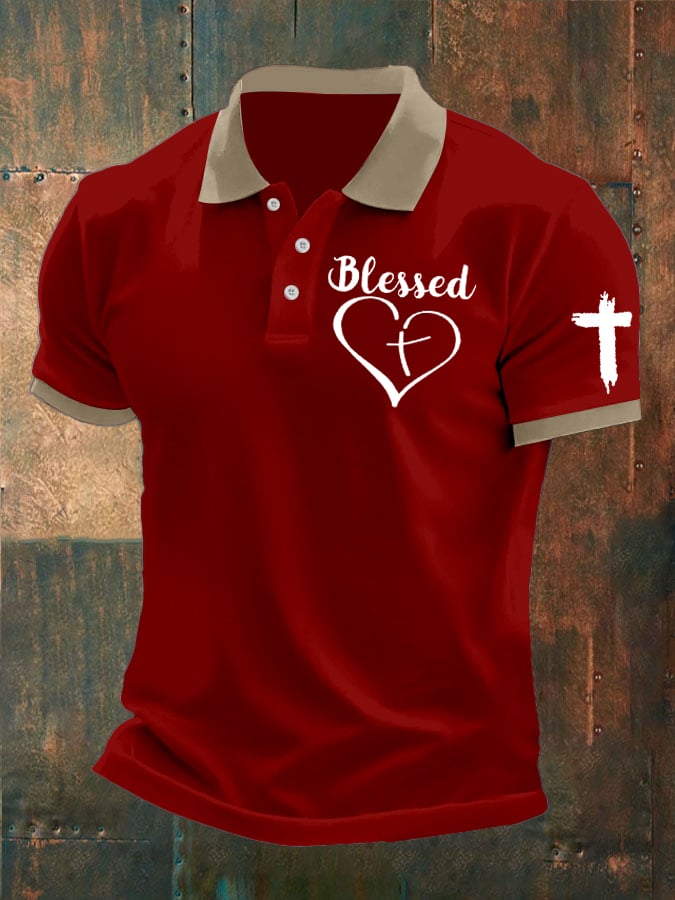 Camisa polo retro Faith casual estampado para hombre