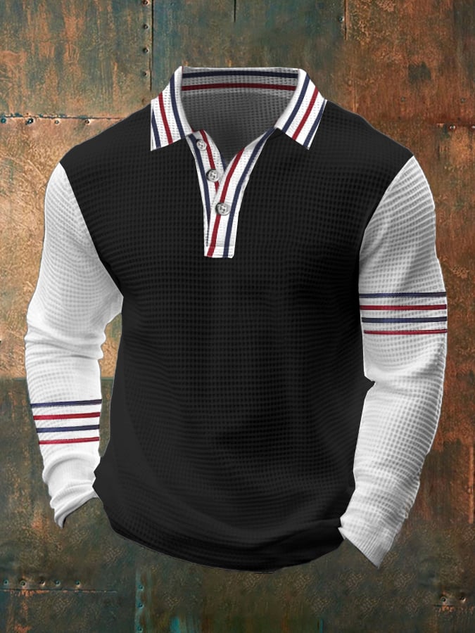 Casual Contrast Waffle Polo para hombre