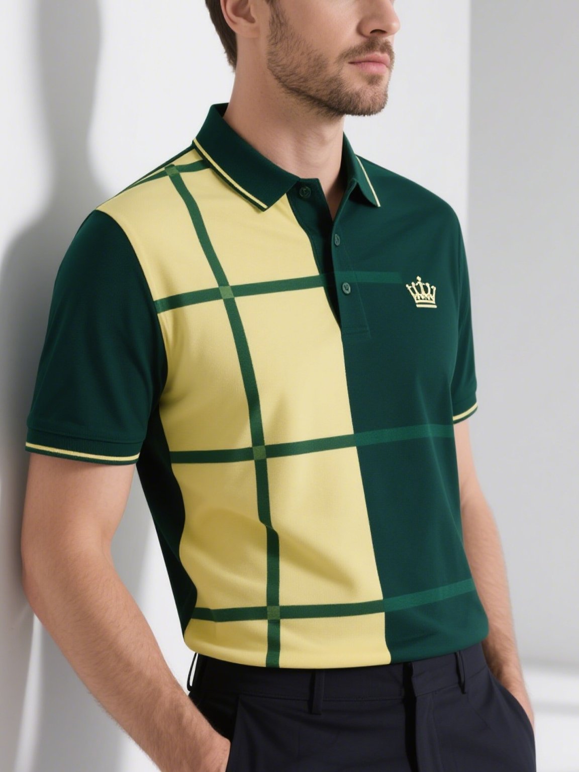 Camisa polo ejecutivo casual Button de manga corta para hombre