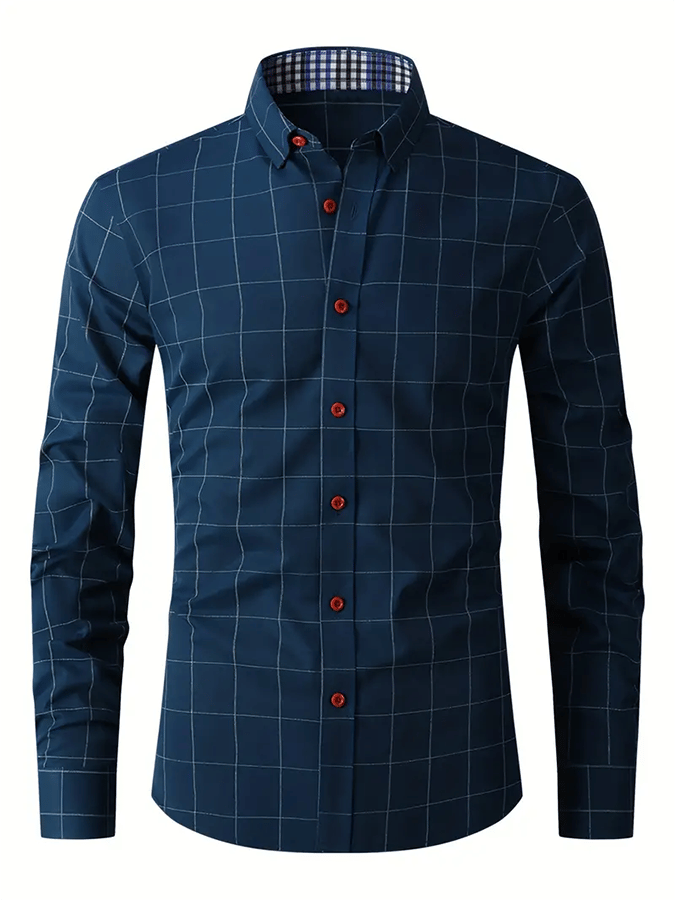 para hombre Plaid ejecutivo casual camisa