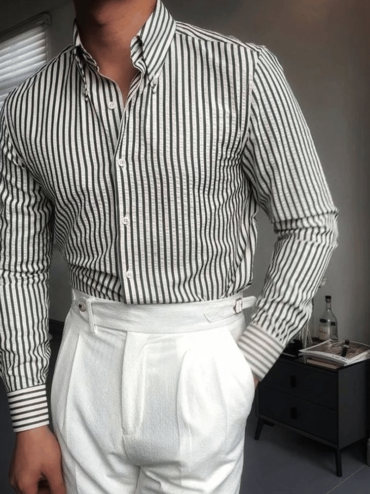 Camisa a cuadros ejecutivo de manga larga para hombre
