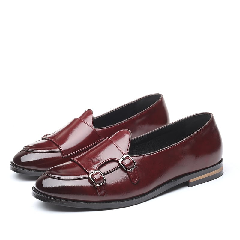 Zapatos de moda British cinturón Double Buckle Small cuero