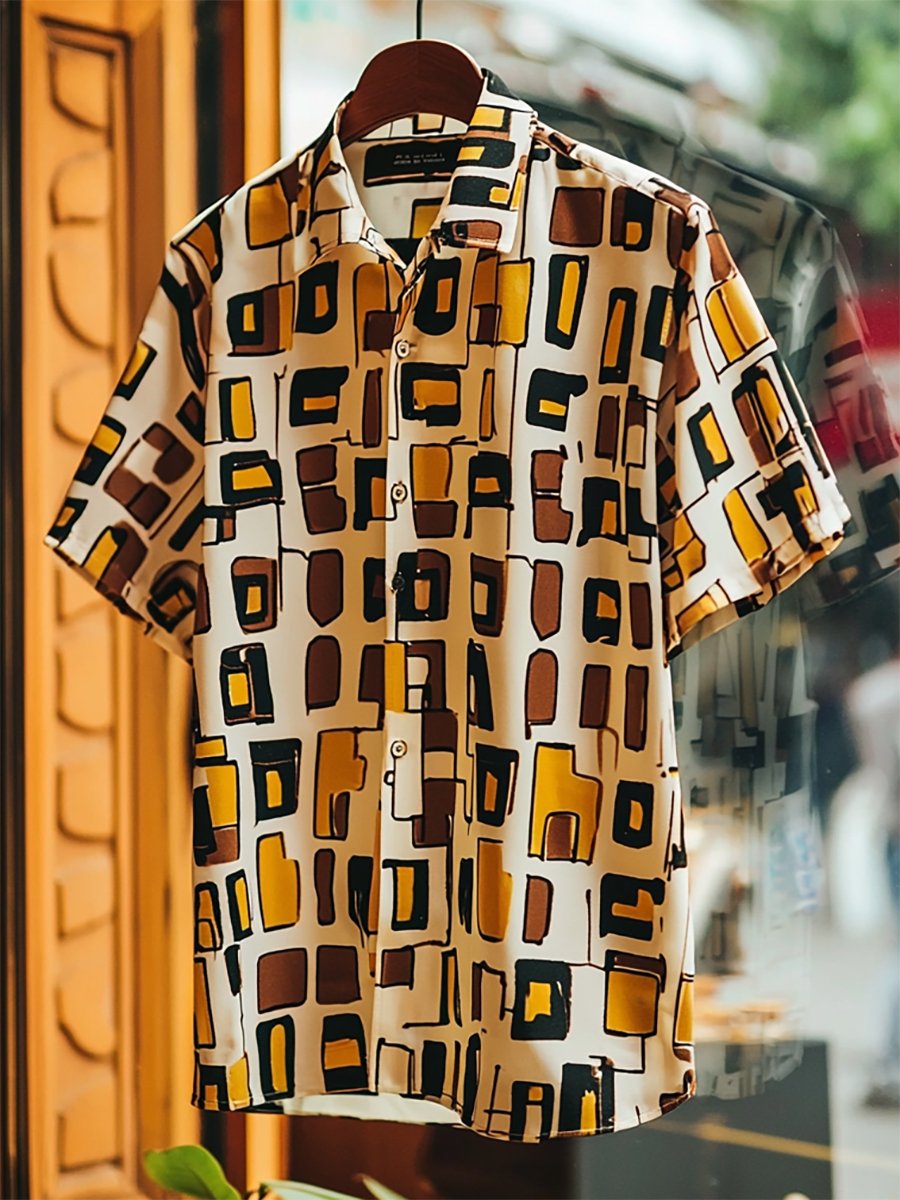 Camisa satén Luxe de manga corta con botones para hombre