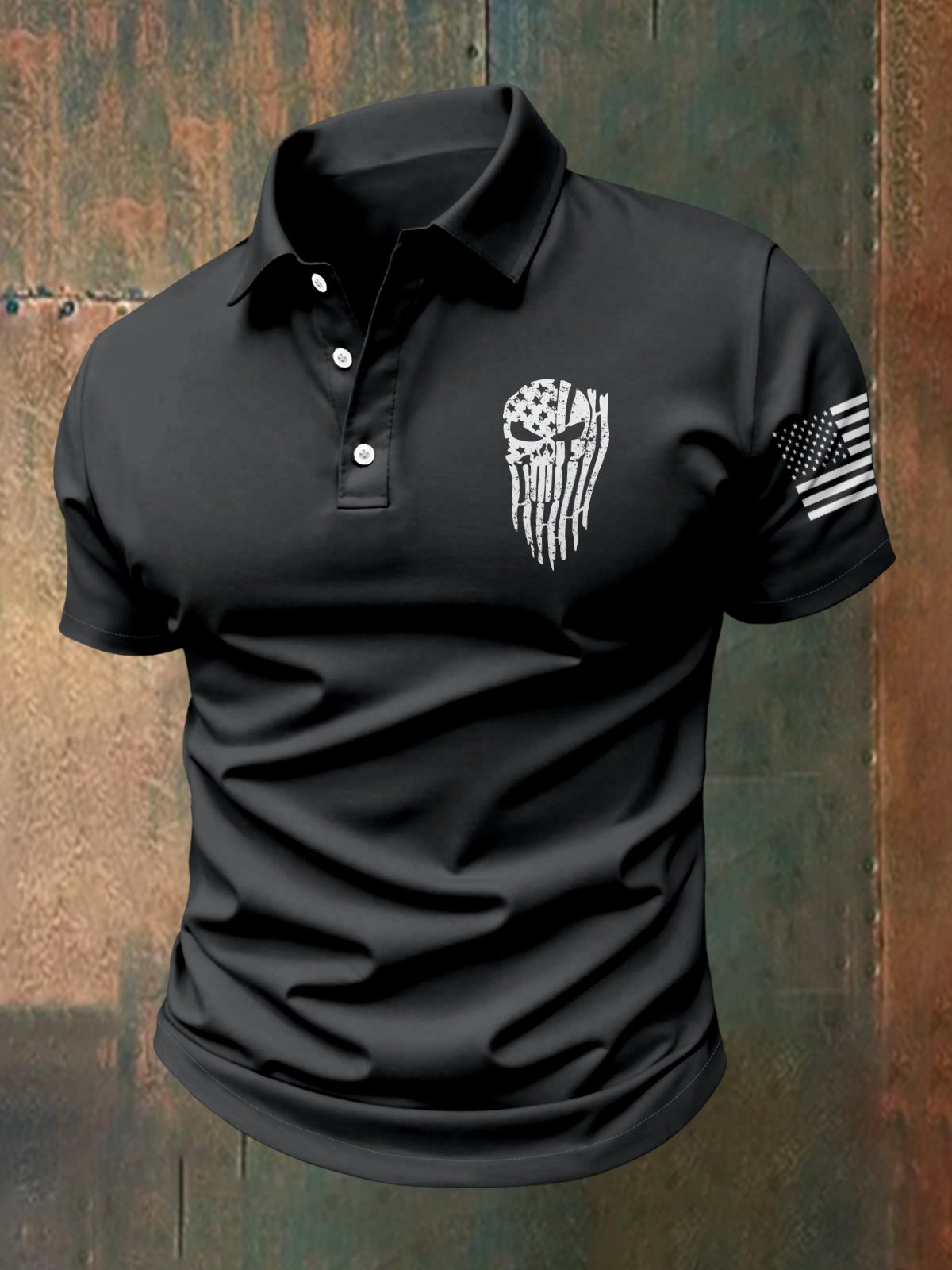 Camisa polo para exterior Independence Day American Flag Button de manga corta para hombre