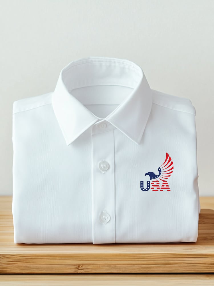 Camisa ejecutivo casual Logo solapa de manga corta para hombre