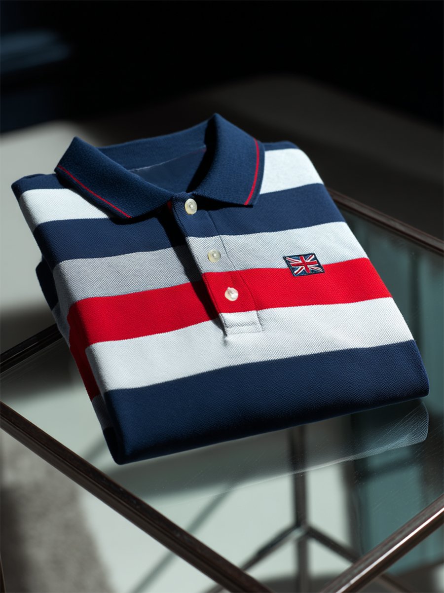Camisa polo ejecutivo casual Union Jack Button de manga corta para hombre