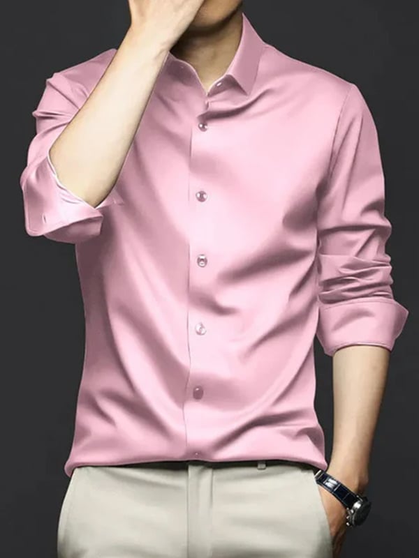 Camisa de lujo Romantic Contrast Color estampado de manga larga para hombre