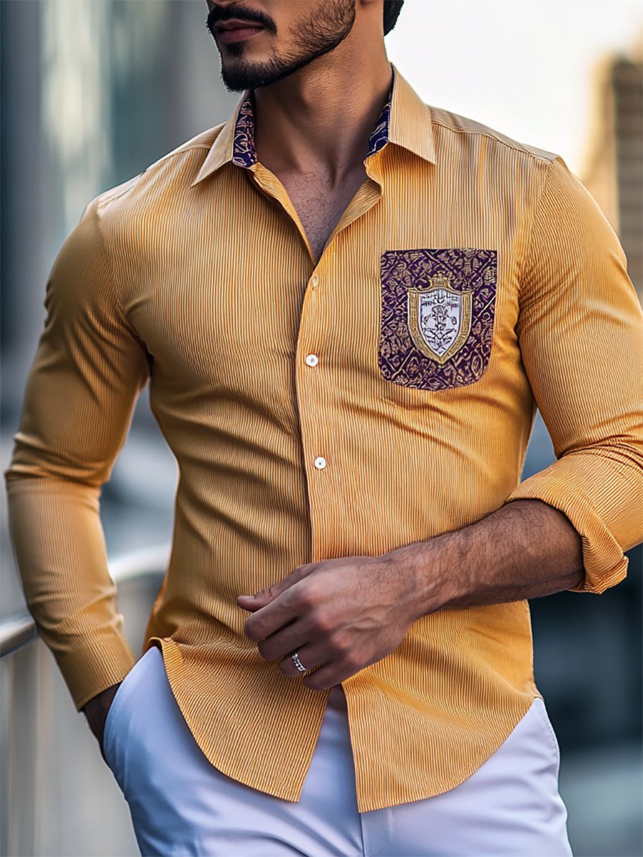 Camisa satén Luxe de manga larga con botones para hombre