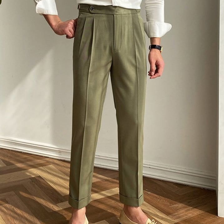 Casual de color sólido Straight Trousers para hombre