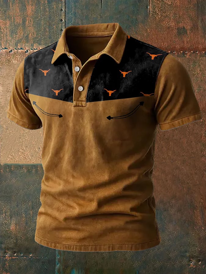 Camisa polo Western retro estampado para hombre