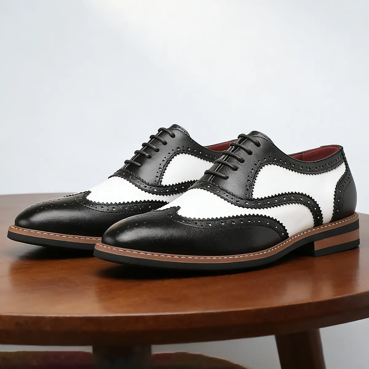 para hombre vintage Two Tone Brogue Wingtip Lace Up Dress zapatos