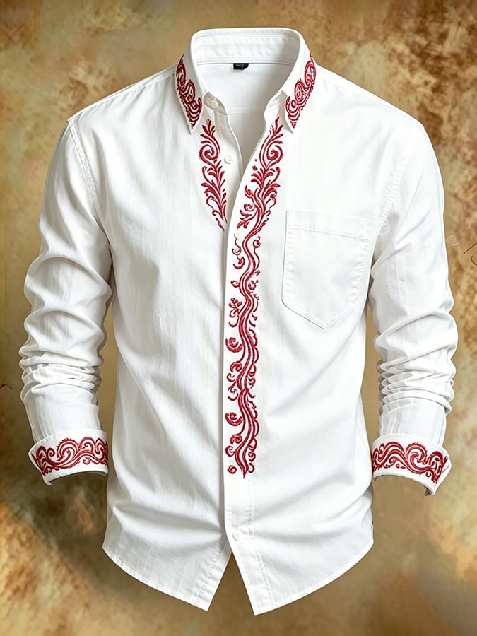 Camisa retro Abstract Art estampado Comfortable ejecutivo Style para hombre