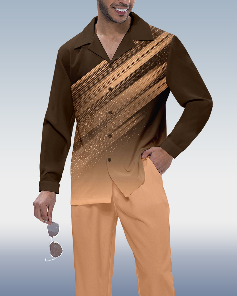Camisa Suitmens Ombre estampado de manga larga Walking Set 271 para hombre
