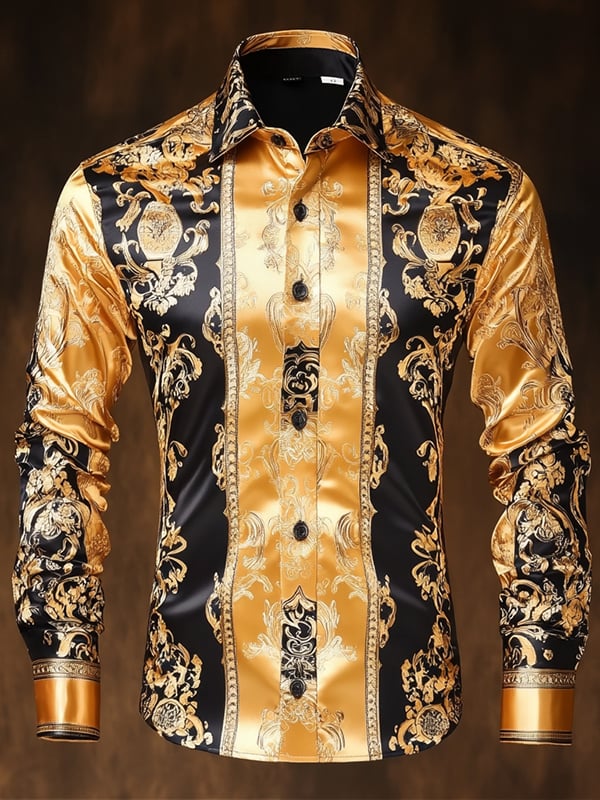 Camisa satén Luxe de manga larga con botones para hombre