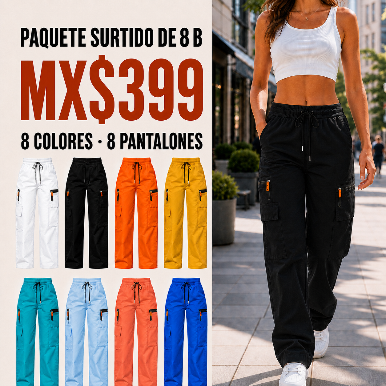 Pantalón cargo transpirable de verano para mujer · vista 2