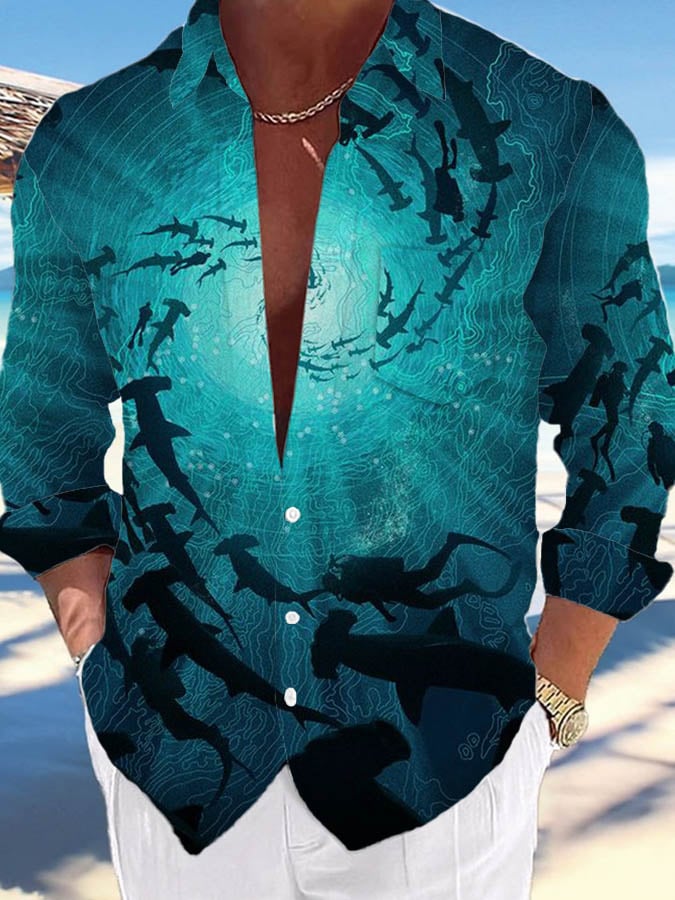 Camisa Beach estampado Art de manga corta para hombre