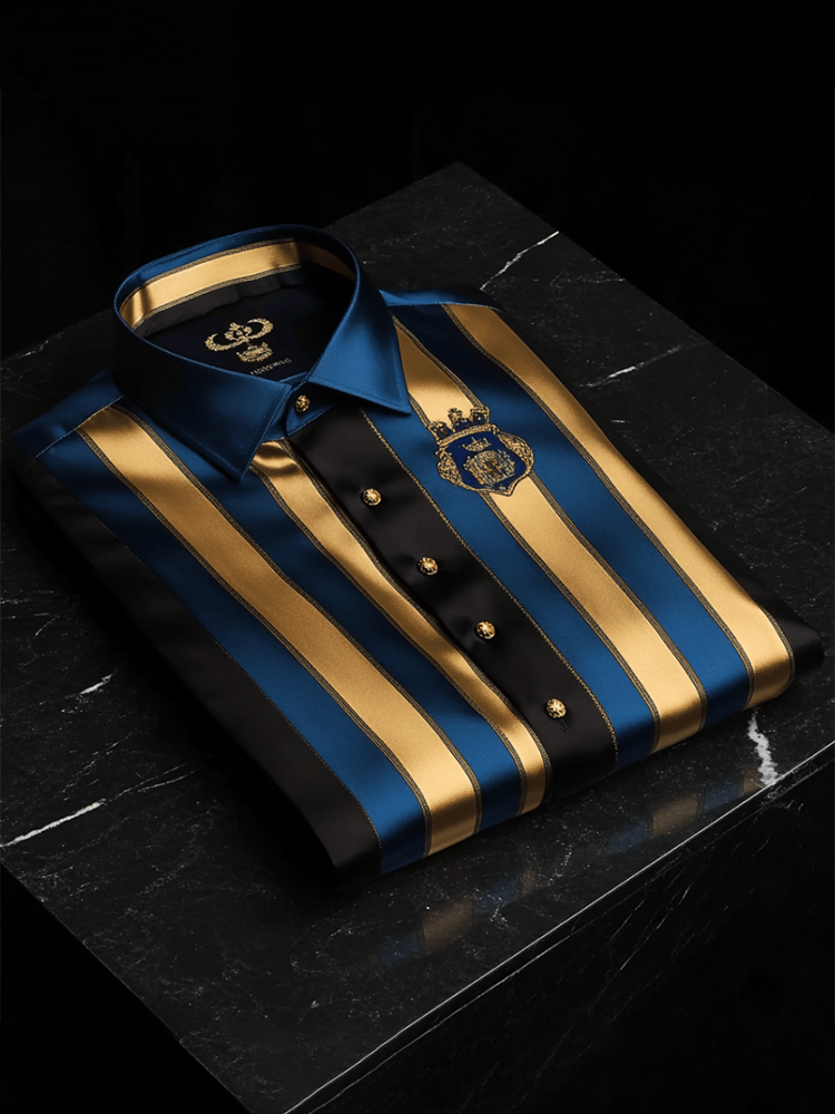 Camisa satén Luxe de manga larga con botones para hombre