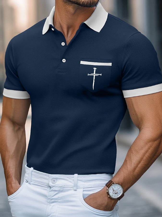 Camisa polo Faith Cross estampado casual (With bolsillos) para hombre