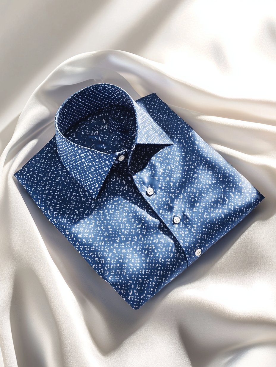 Camisa ejecutivo satén de lujo estampado casual de manga corta Button para hombre