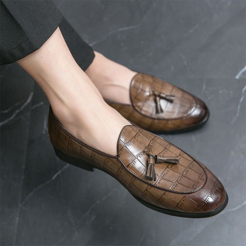 Mocasines casual Versatile Tassel Exotic Skin para hombre