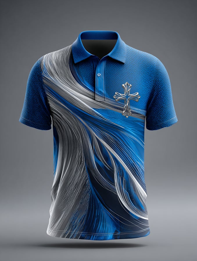 Camisa polo Faith tejidoted de manga corta estampado Button ejecutivo para hombre