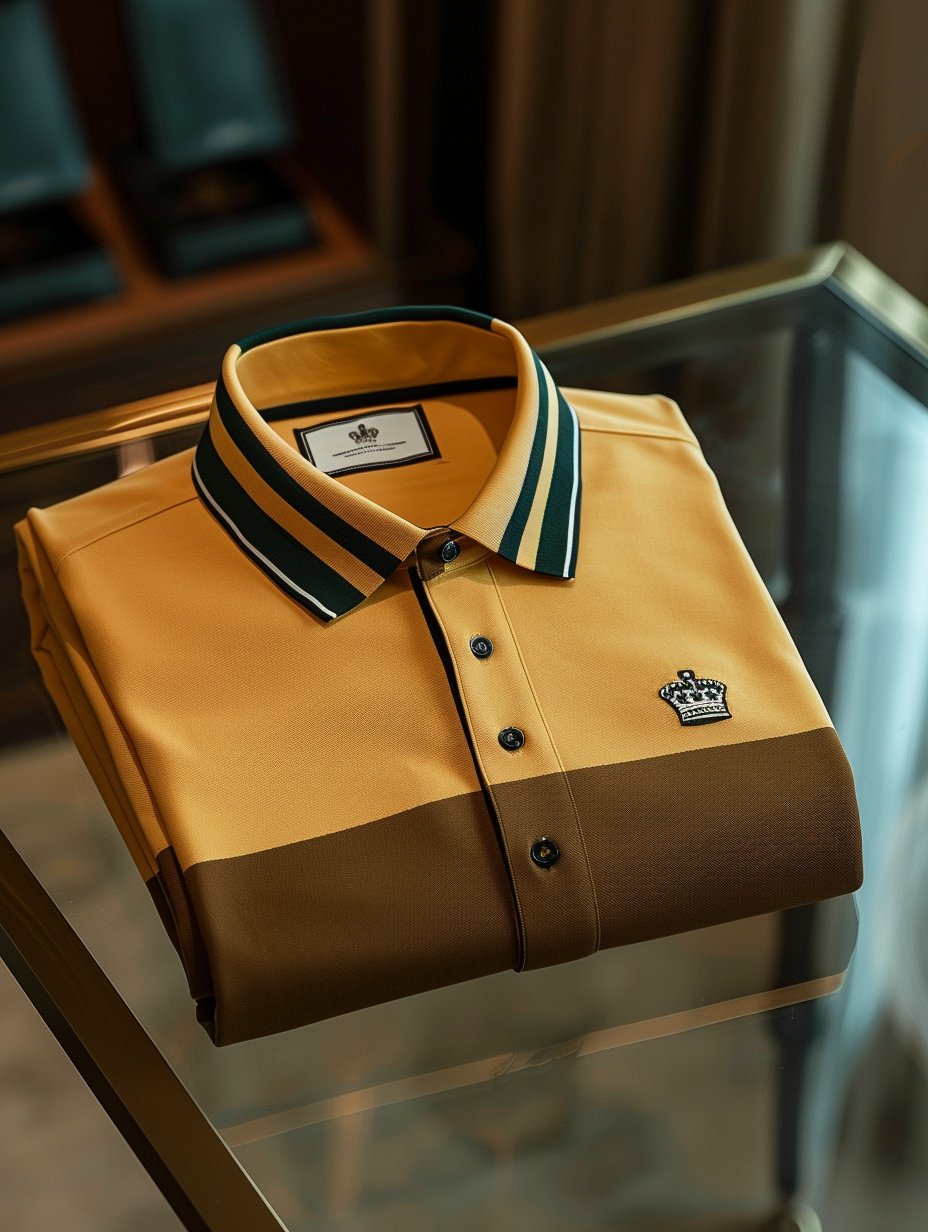 Camisa polo Trendy Contrast Panel a rayas cuello Gold Crown