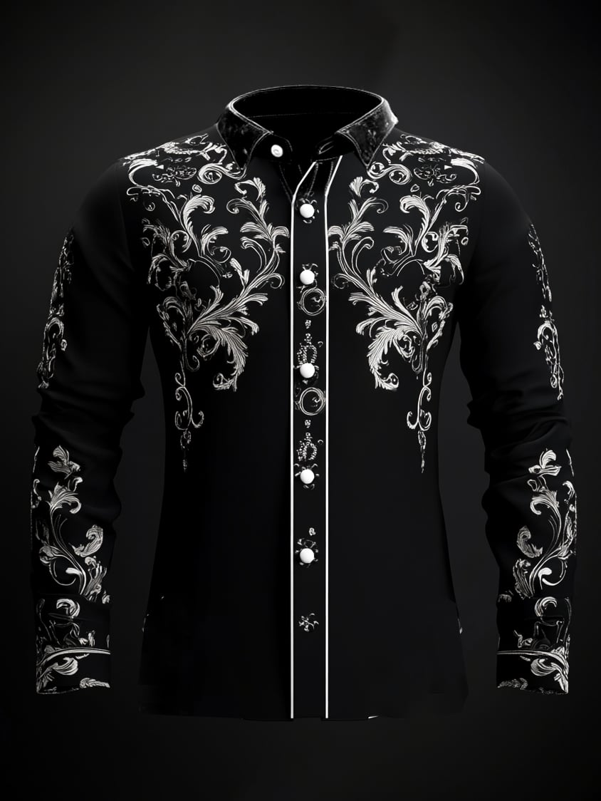 Camisa casual vintage Black diseño para hombre