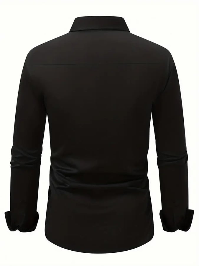 Camisa ejecutivo casual Contrast Color de manga larga para hombre