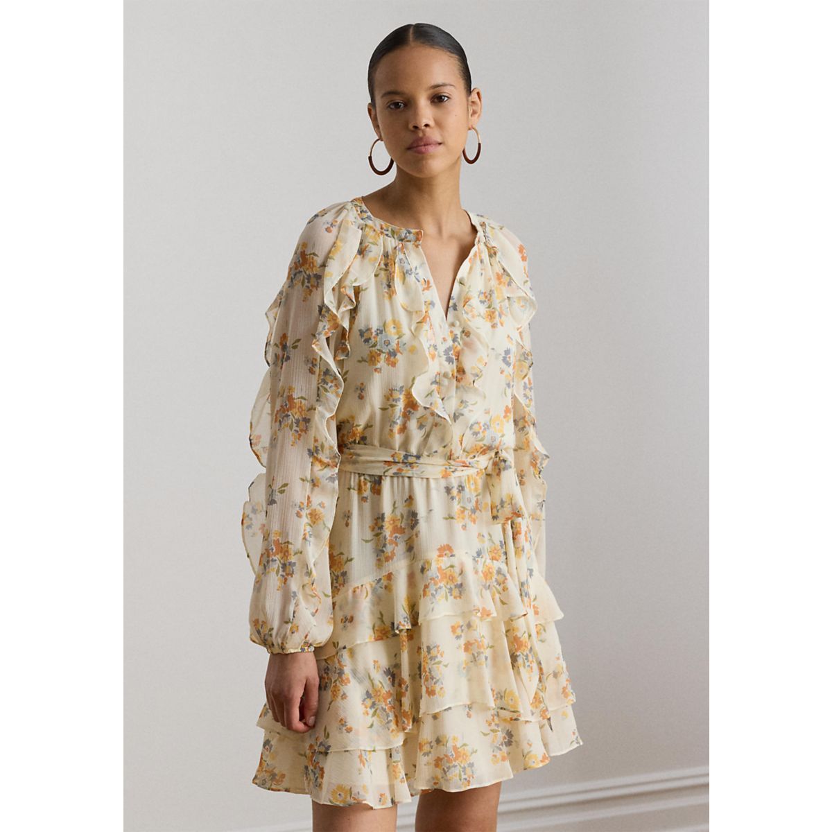 Petite Floral Ruffle-Trim Tiered Dress - 4