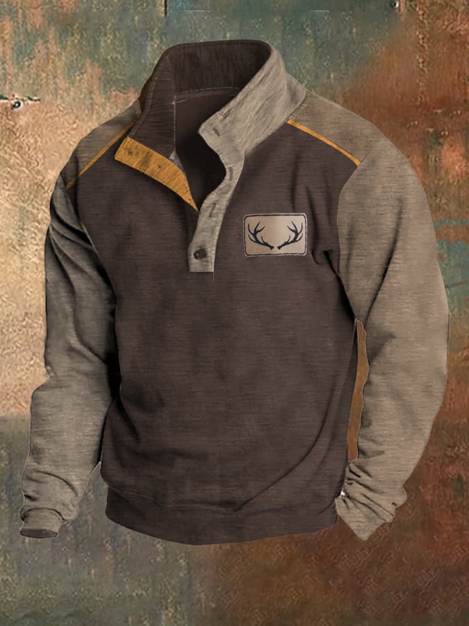 Sudadera polar vintage Western Antler Hunting Enthusiast Stand cuello para hombre