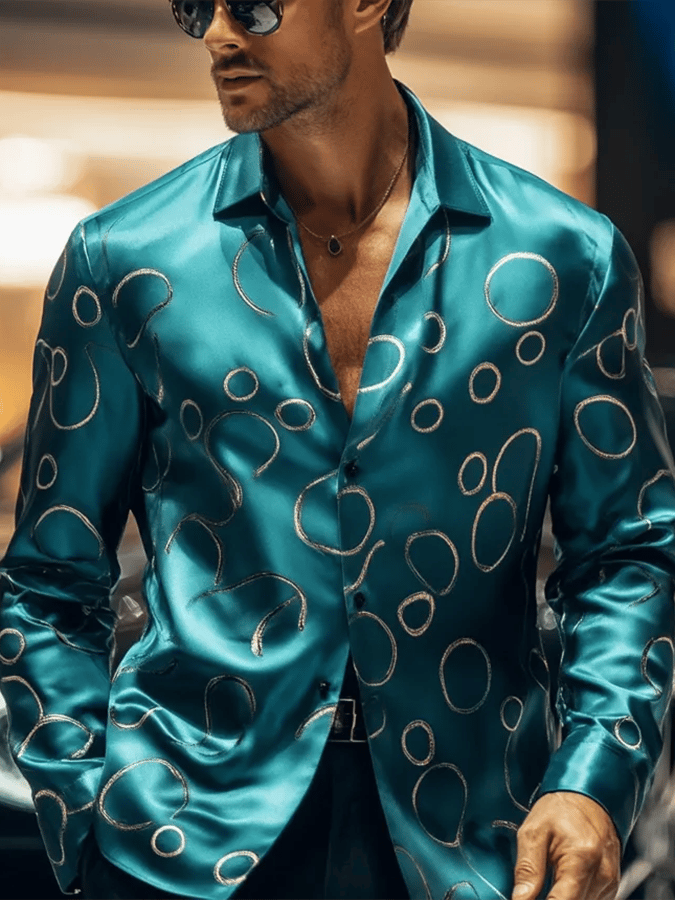 Camisa de moda ejecutivo de lujo Design estampado de manga larga para hombre