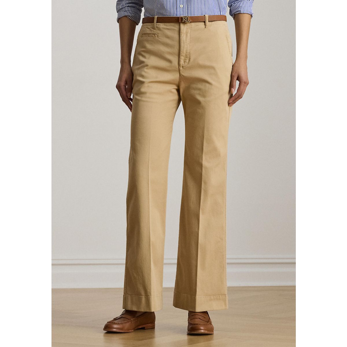 Stretch Cotton Chino Flare Pants - 1