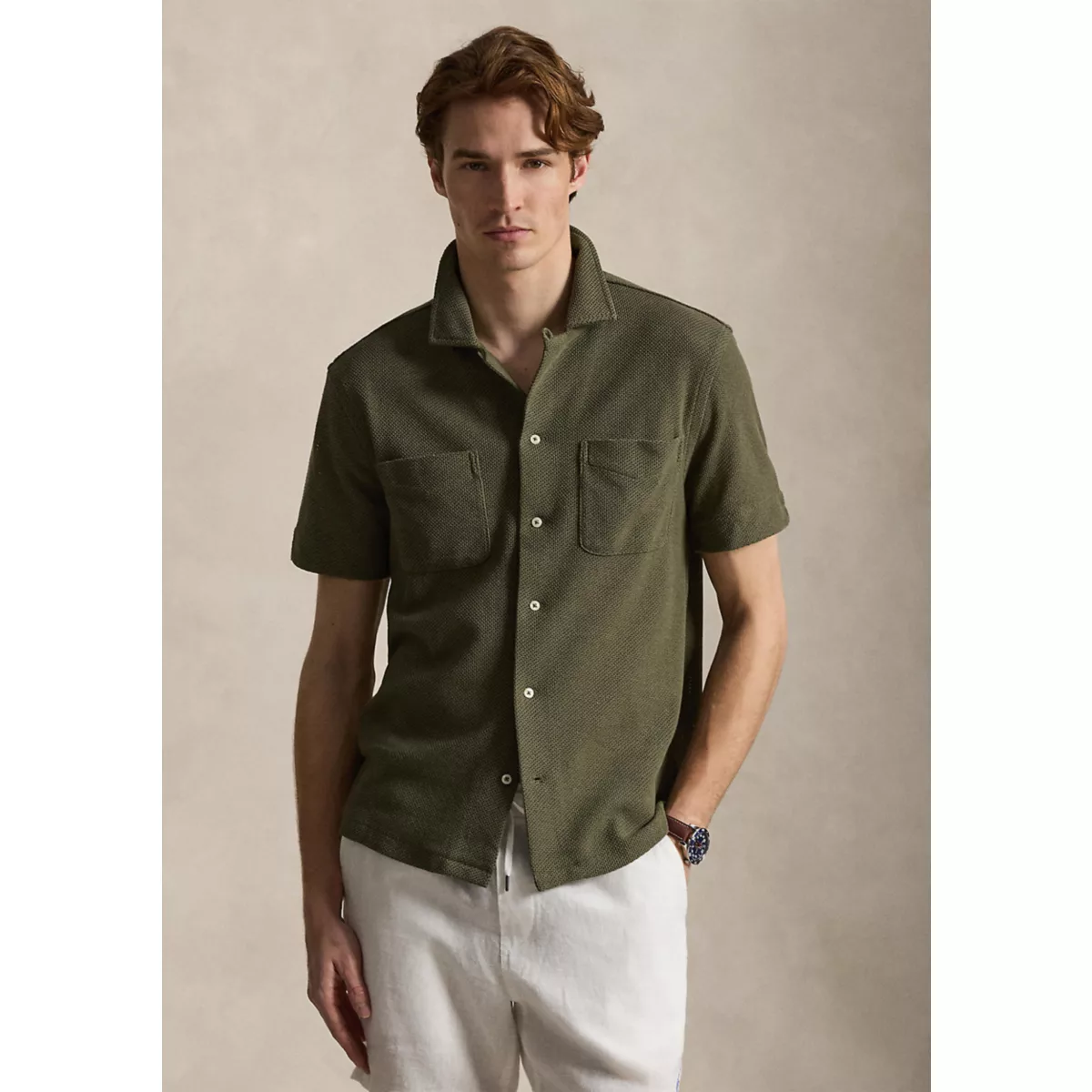 Textured Pointelle Camp Shirt - 1