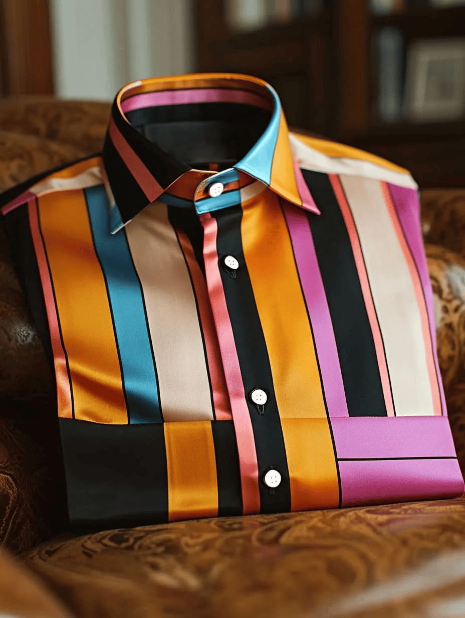 Camisa satén de lujo ejecutivo a cuadros de manga larga para hombre