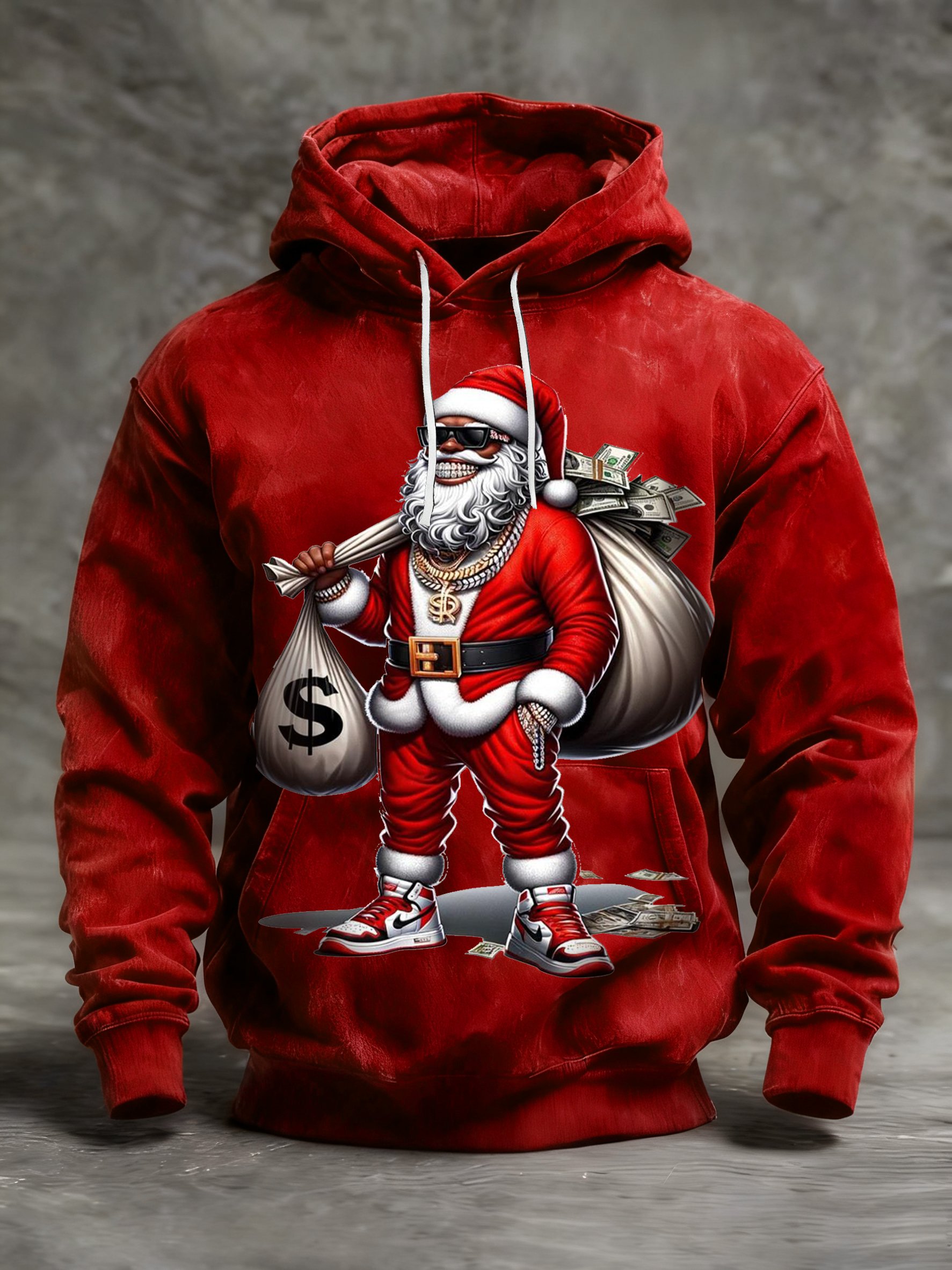 Sudadera African American Christmas estampado cuello redondo Hooded para hombre