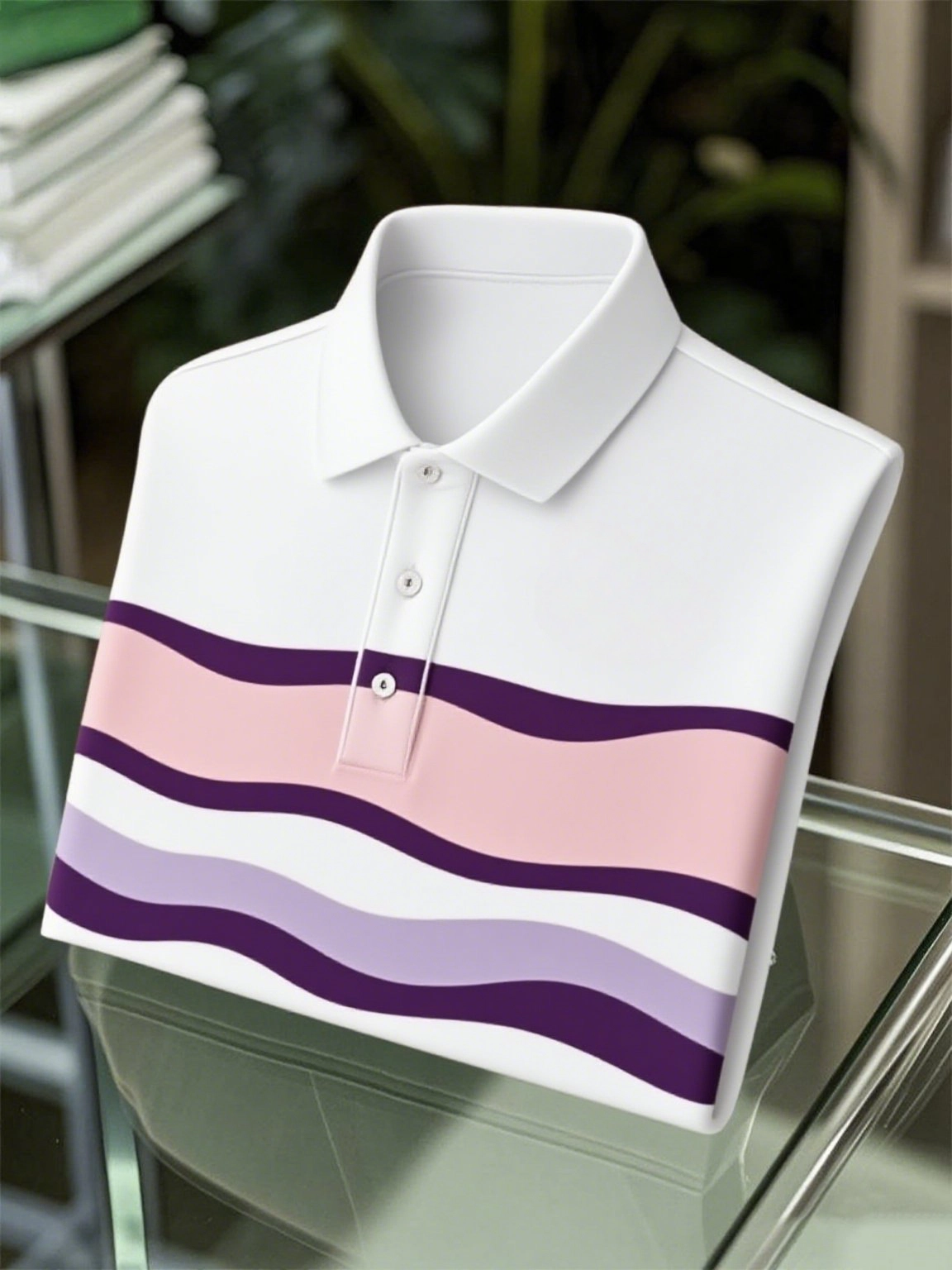 Camisa polo ejecutivo casual Art Button de manga corta para hombre