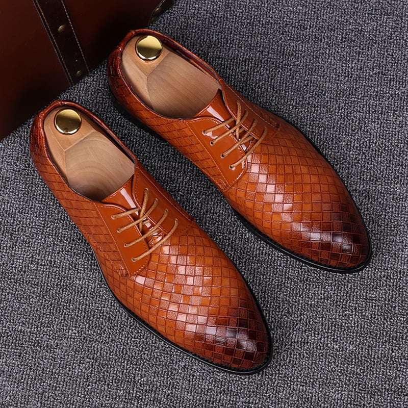 Zapatos ejecutivo casual Pointed Toe Patchpara trabajo a cuadros Faux cuero para hombre