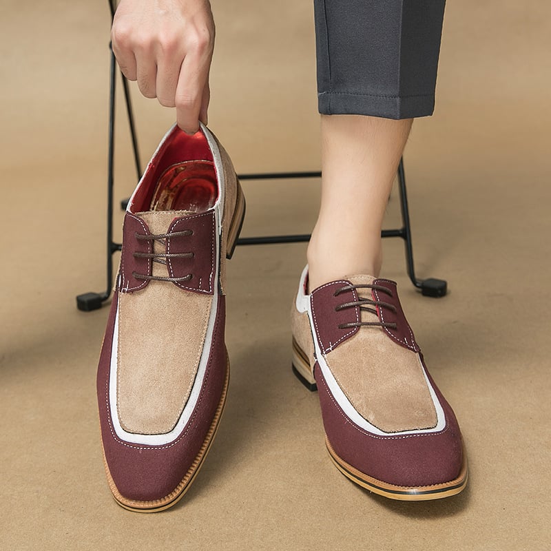 Zapatos elegantee British Style Matte Crash Color Lace Up Wooden Sole casual Faux cuero para hombre