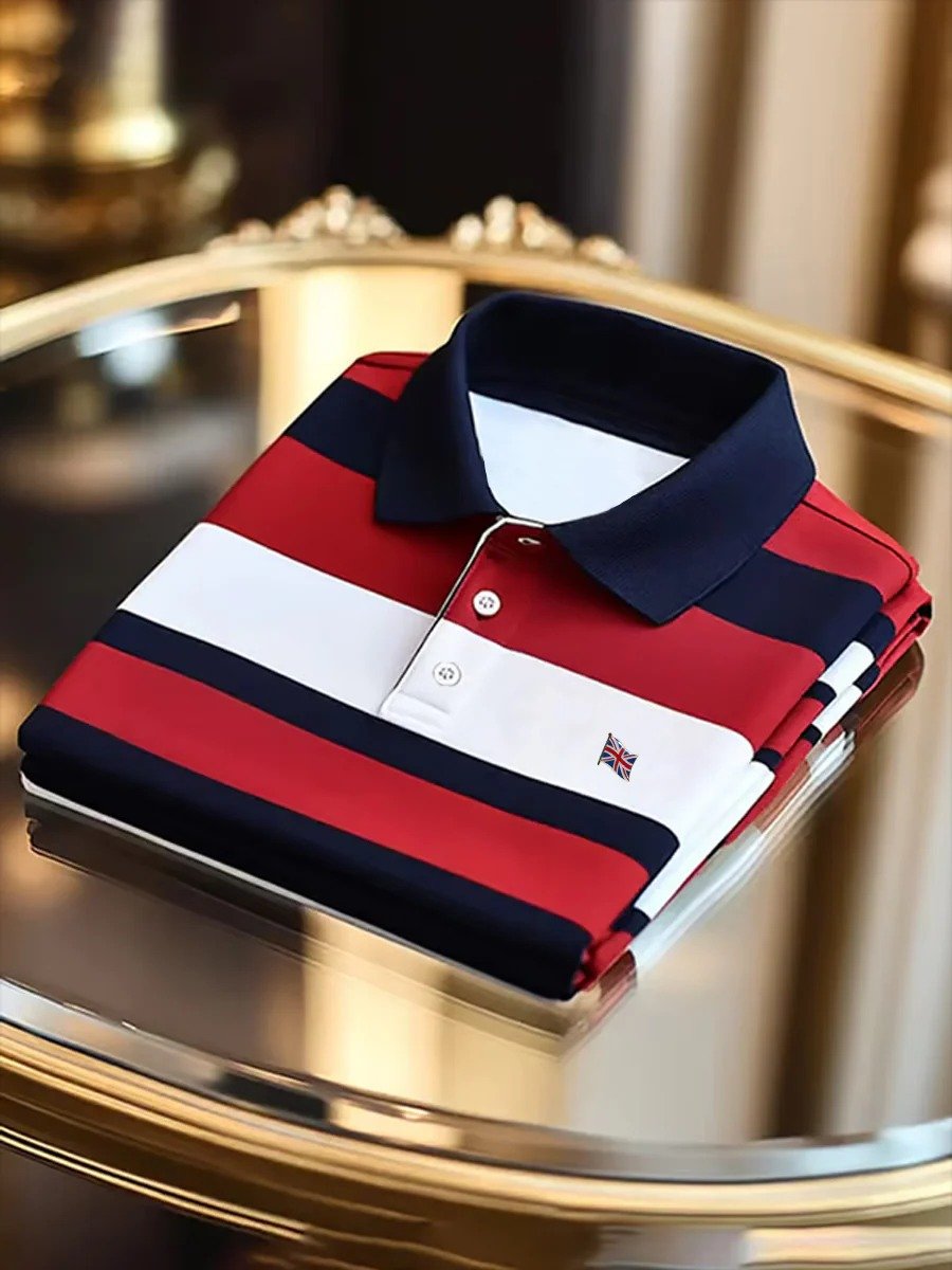 Camisa polo ejecutivo casual Union Jack Button de manga corta para hombre
