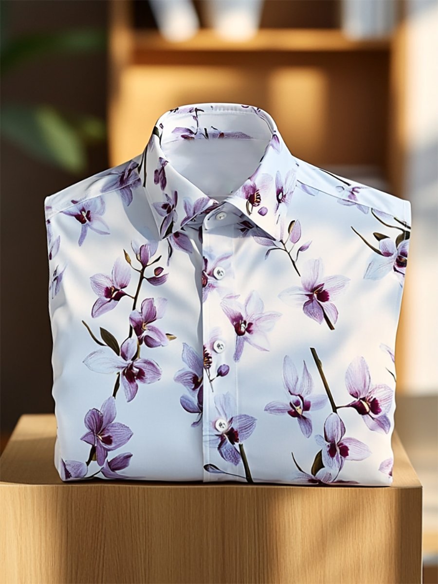 Camisa satén Luxe de manga larga con botones para hombre