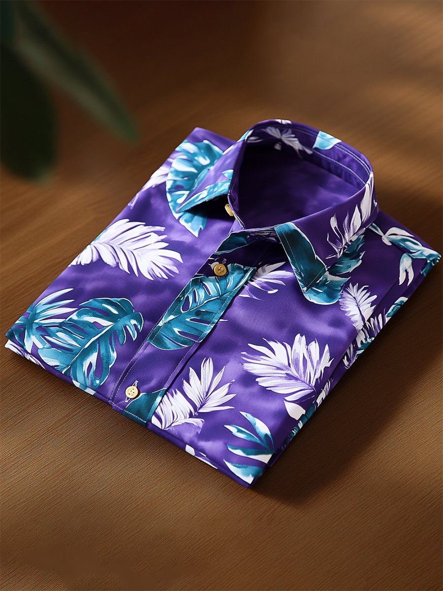 Camisa casual Festival floral estampado de manga larga para hombre