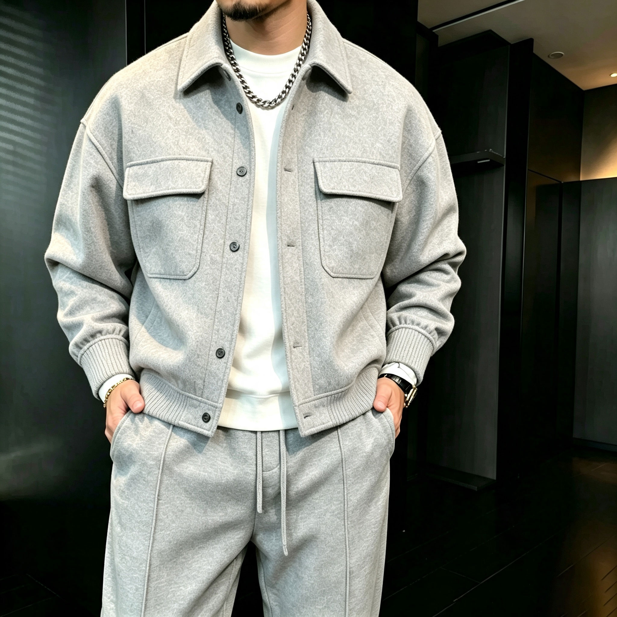 para hombre casual Cardigan and pantalón conjunto de dos piezas